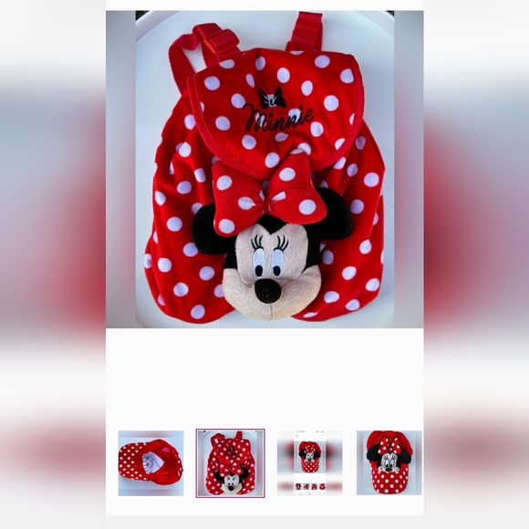 Combo Children's Minnie Backpack and hat. Red with white polka dots FF1 - Picture 1 of 10